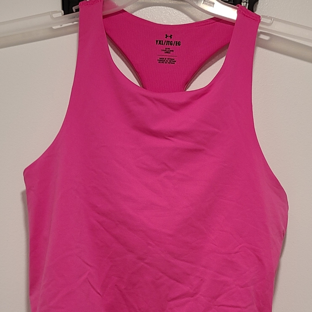 Under Armour Girls Motion Crop Tank Hot Pink YXL NEW WITH TAGS